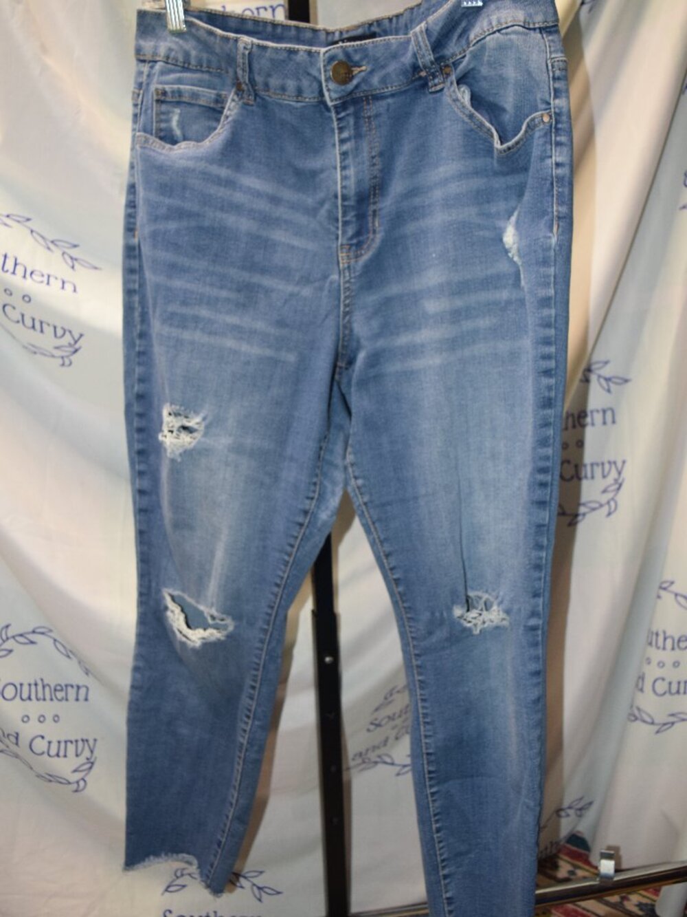 d.jeans Distressed Blue Jeans, Size 16W